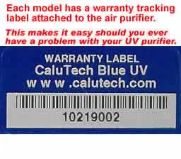 uv warranty label for uv air cleaner